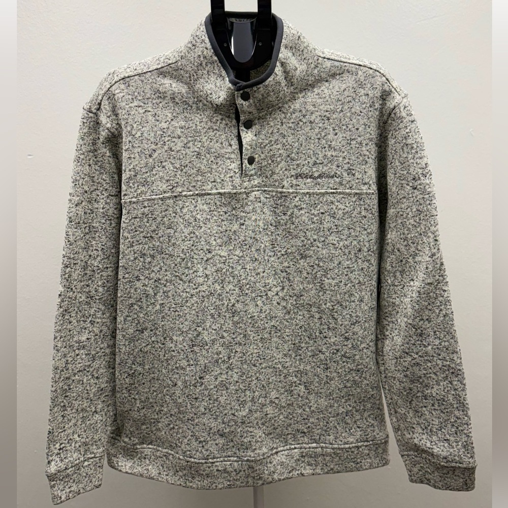 Eddie Bauer Men’s Radiator Fleece Snap Mock Pullover – Gray Size XL